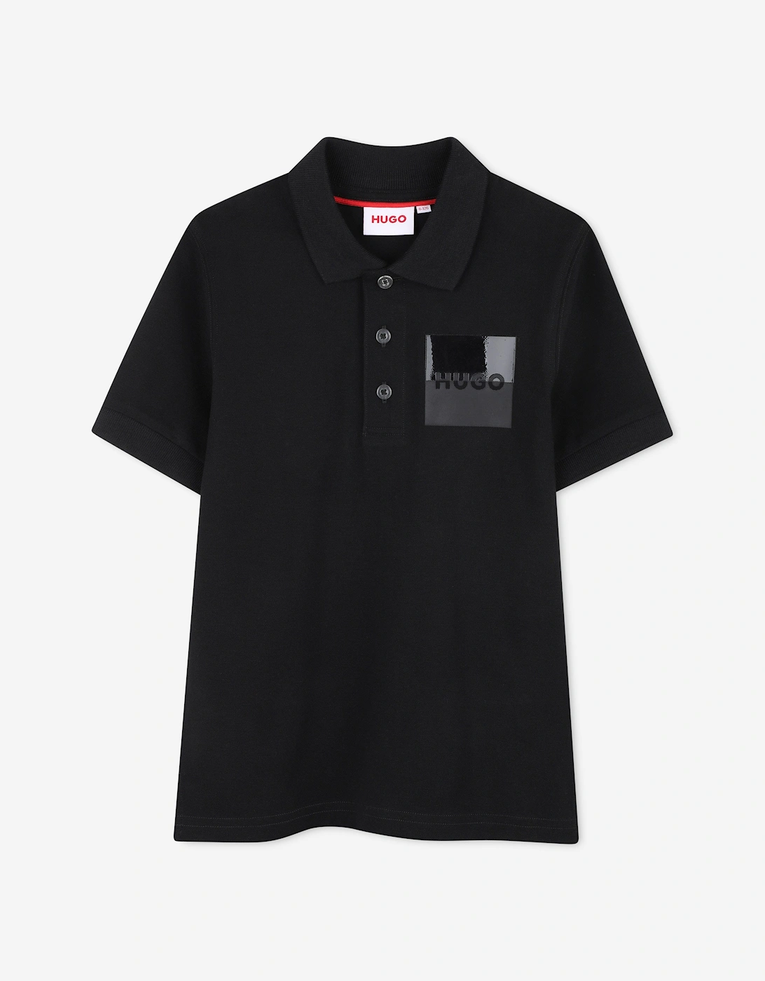 Hugo Boys Logo Print Polo Shirt in Black, 5 of 4