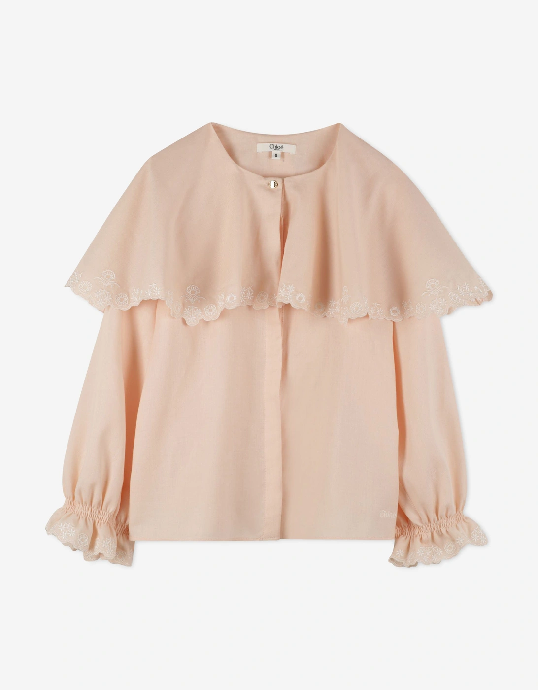 Girls Embroidered Cape Blouse in Pink, 5 of 4
