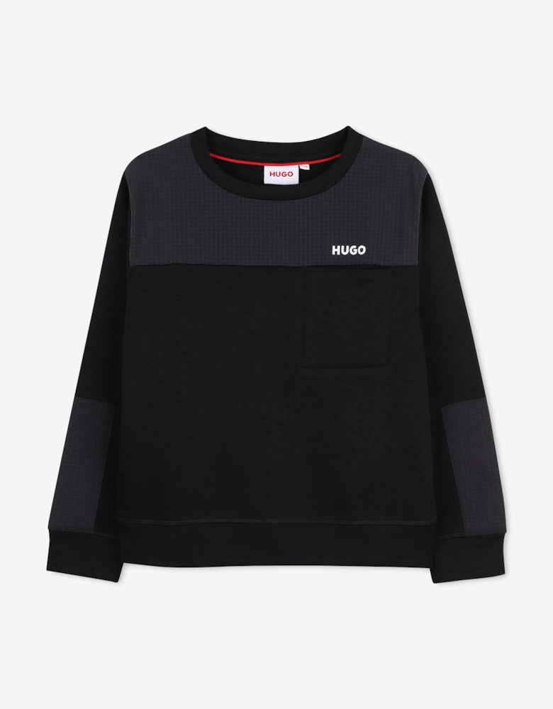 Hugo Boys Logo Print Sweatshirt in Black