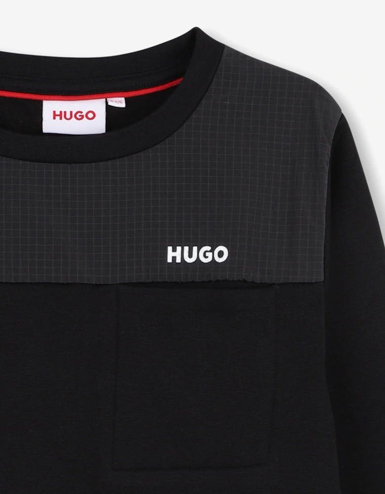 Hugo Boys Logo Print Sweatshirt in Black