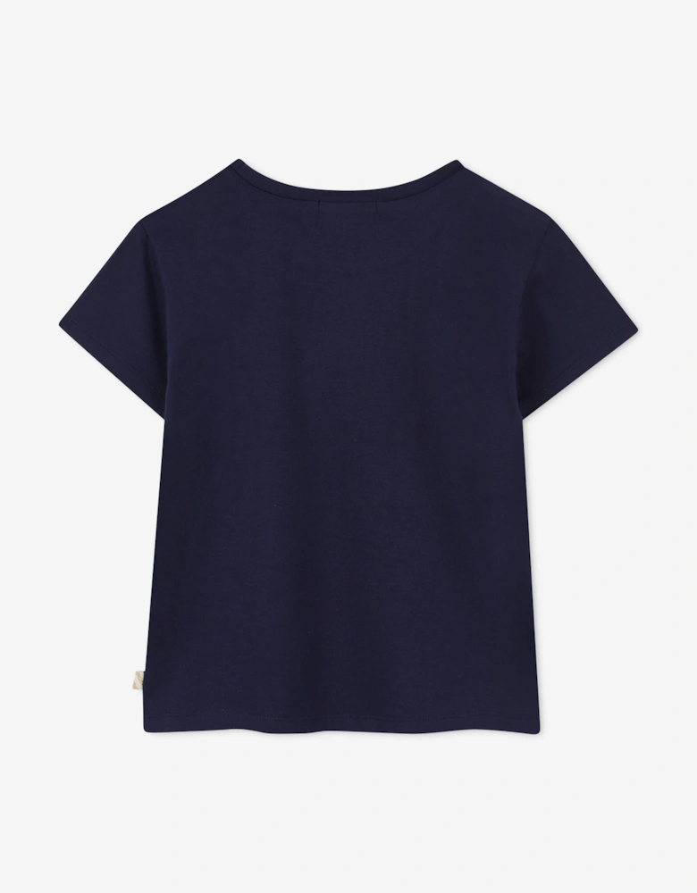 Billieblush Girls Horse Print T-Shirt in Navy