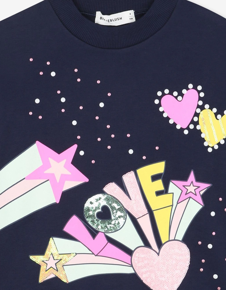 Billieblush Girls Love Sweatshirt in Navy