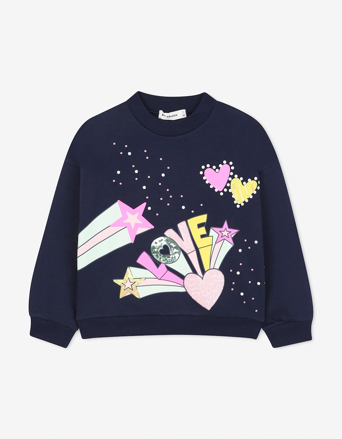Billieblush Girls Love Sweatshirt in Navy, 5 of 4