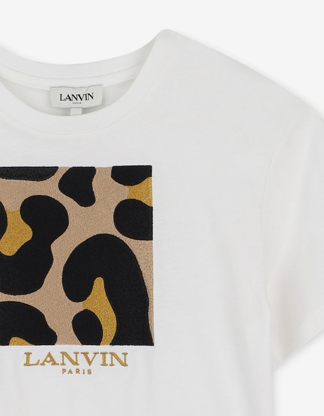 Girls Leopard Square T-Shirt in Ivory