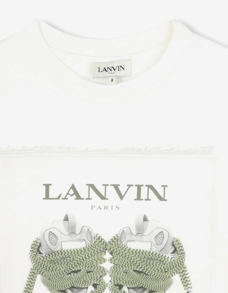 Boys Curb Trainers Print T-Shirt in Ivory