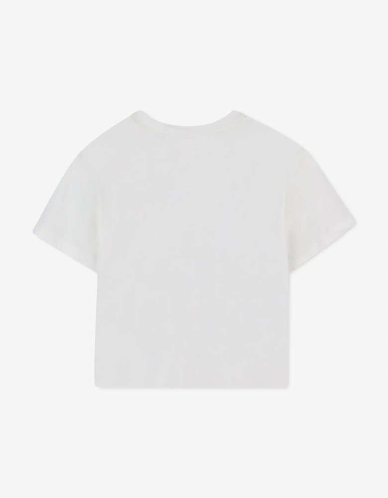 Girls Leopard Square T-Shirt in Ivory