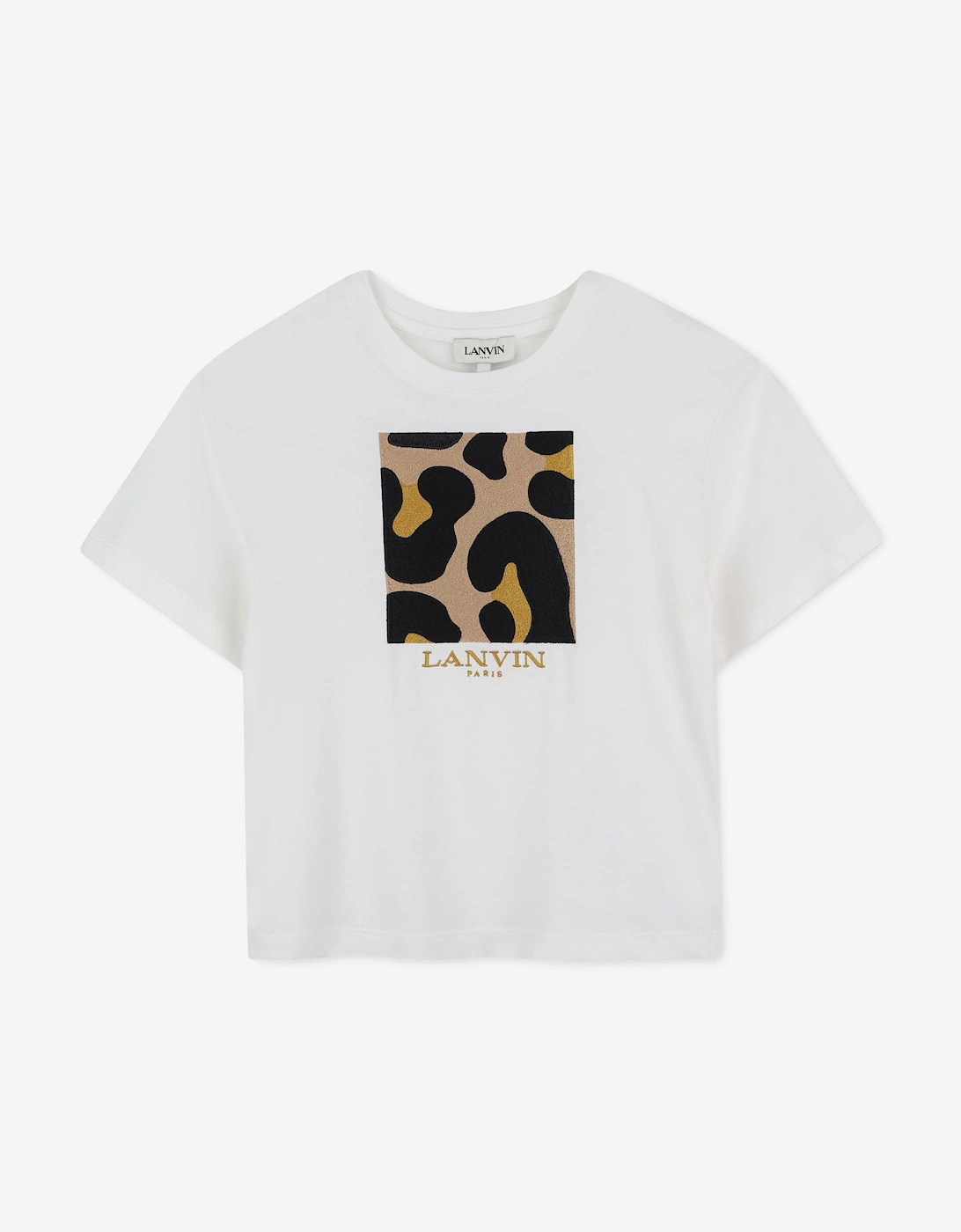 Girls Leopard Square T-Shirt in Ivory, 5 of 4