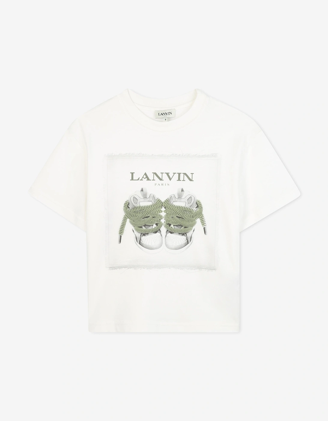 Boy's Lanvin Boys Curb Trainers Print T-Shirt in Ivory - Cream - Size: 6 years
