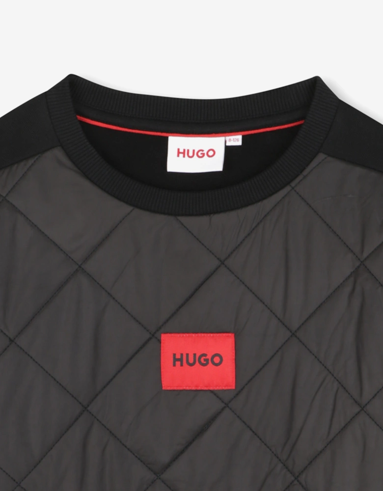 Hugo Boys Quilted Effect Sweatshirt in Black