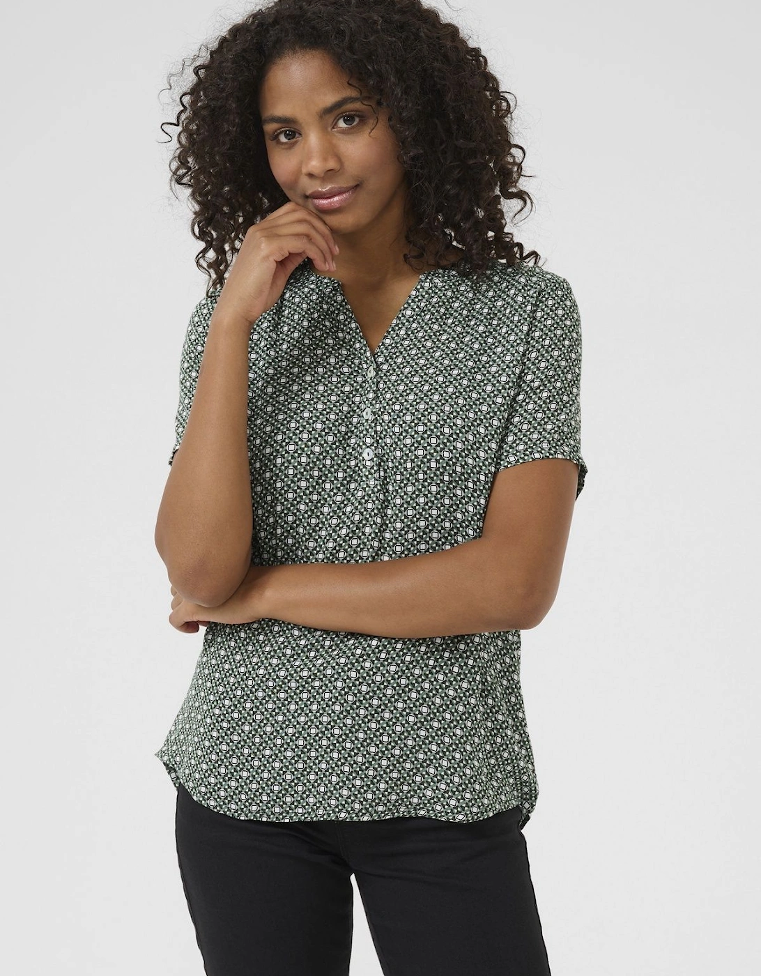 KAalvine Short Sleeve V-Neck Blouse, 2 of 1