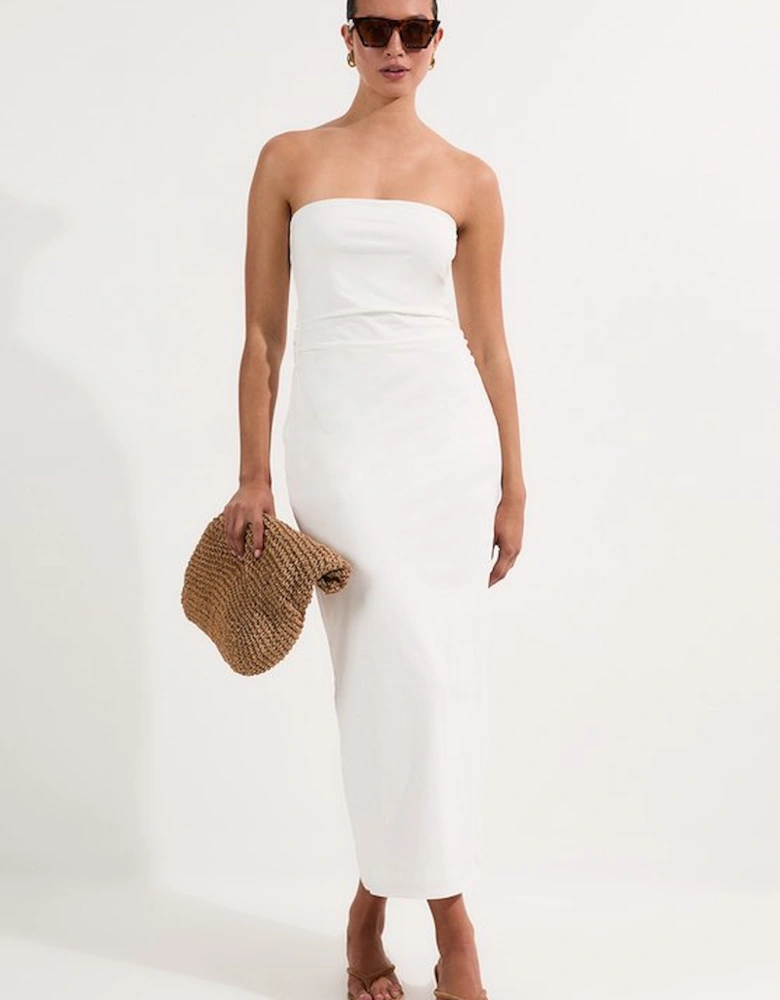 Stretch Cotton Jersey Bandeau Maxi Dress
