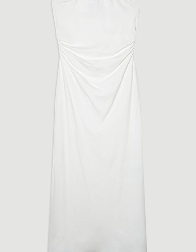 Stretch Cotton Jersey Bandeau Maxi Dress