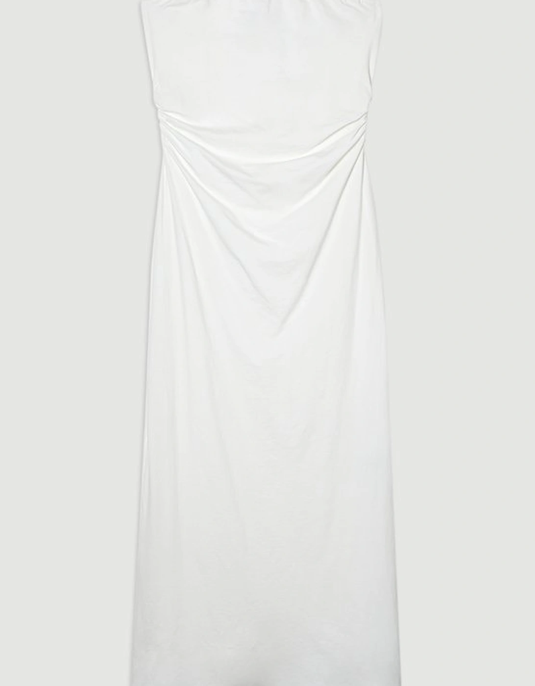Stretch Cotton Jersey Bandeau Maxi Dress