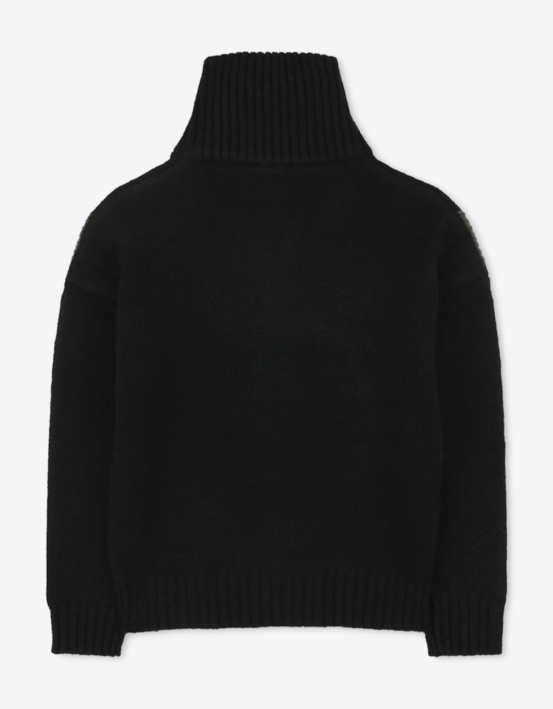 Hugo Boys Knitted Half Zip Jumper in Black