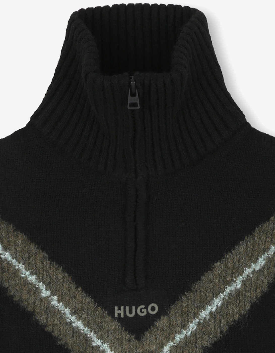 Hugo Boys Knitted Half Zip Jumper in Black