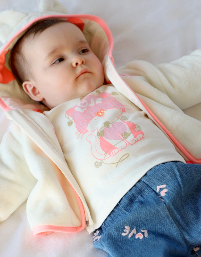 Billieblush Baby Girls Faux Shearling Jacket in Ivory