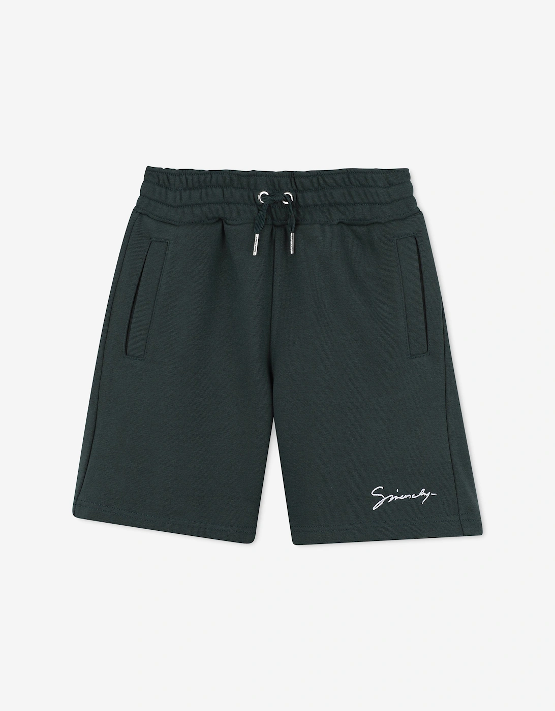 Boys Embroidered Logo Shorts in Green, 5 of 4