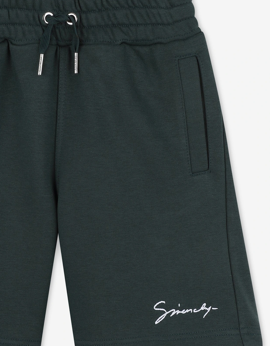 Boys Embroidered Logo Shorts in Green