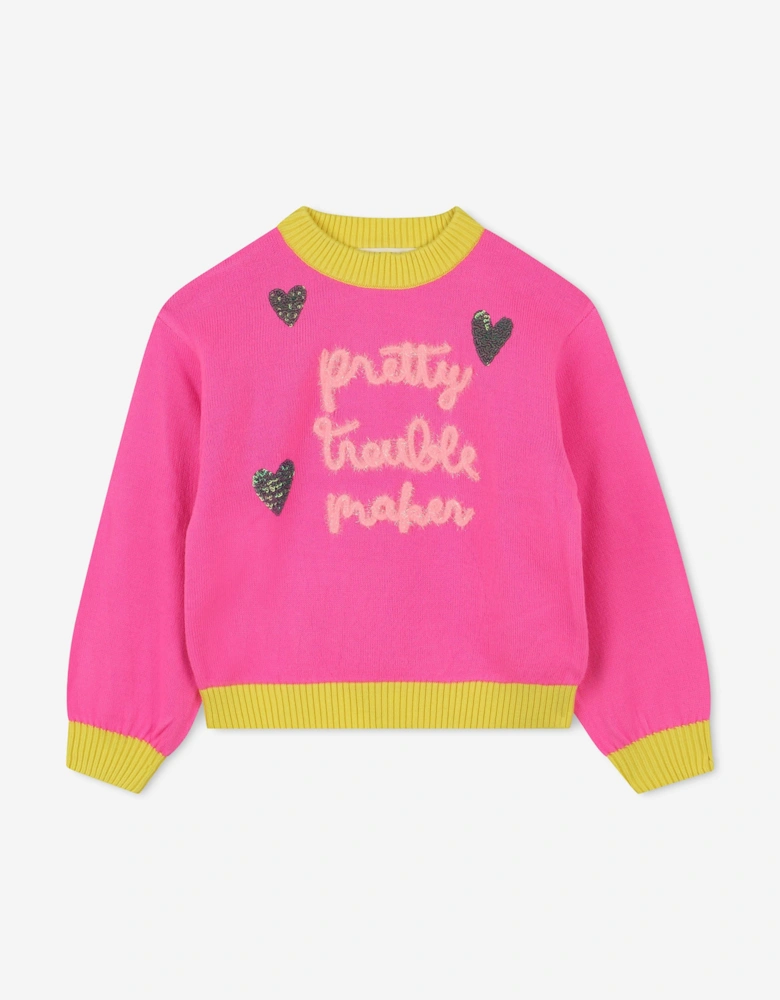 Billieblush Girls Pretty Trouble Maker Jumper in Pink
