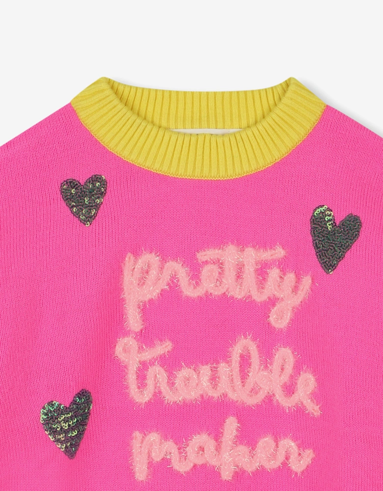 Billieblush Girls Pretty Trouble Maker Jumper in Pink