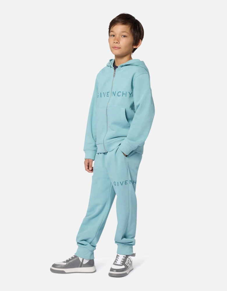 Kids Logo Print Zip Up Top in Blue