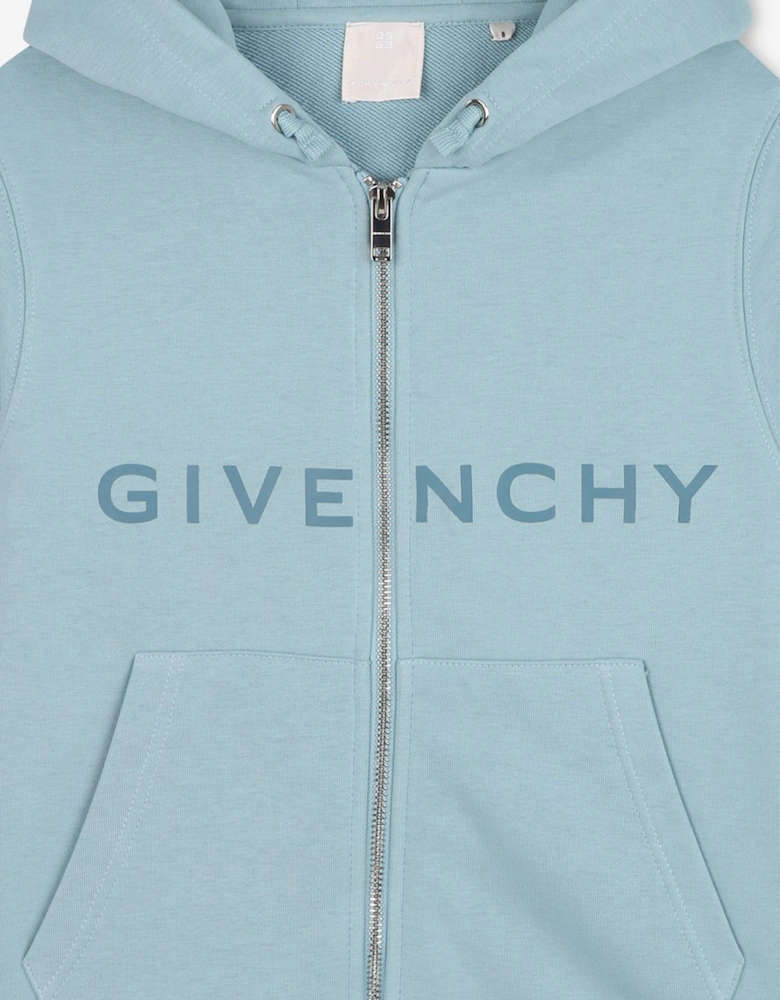 Kids Logo Print Zip Up Top in Blue