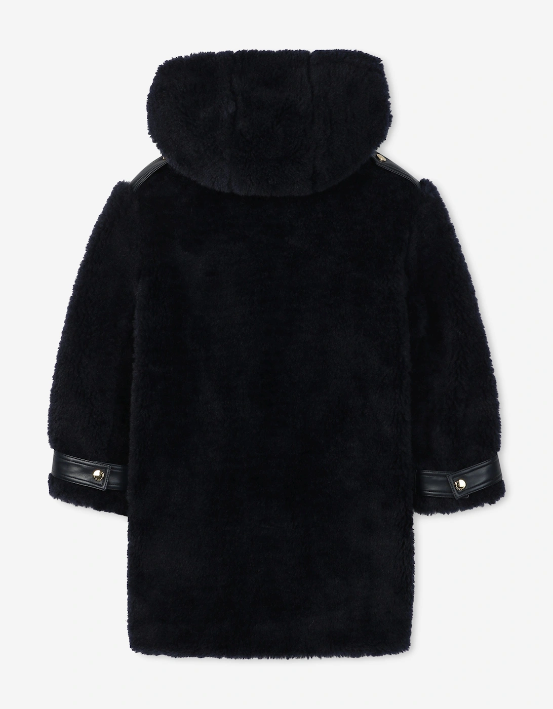 Girls Faux Shearling Hooded Coat in Navy