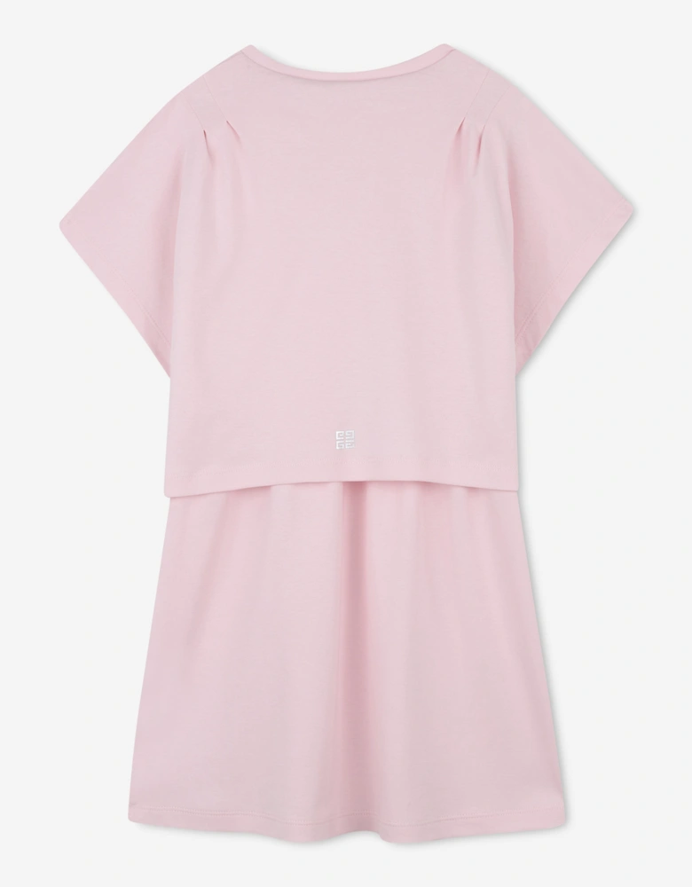 Girls Logo Print Skater Dress in Pink
