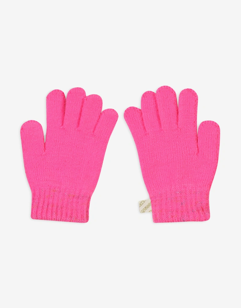 Billieblush Girls Knitted Logo Gloves in Pink