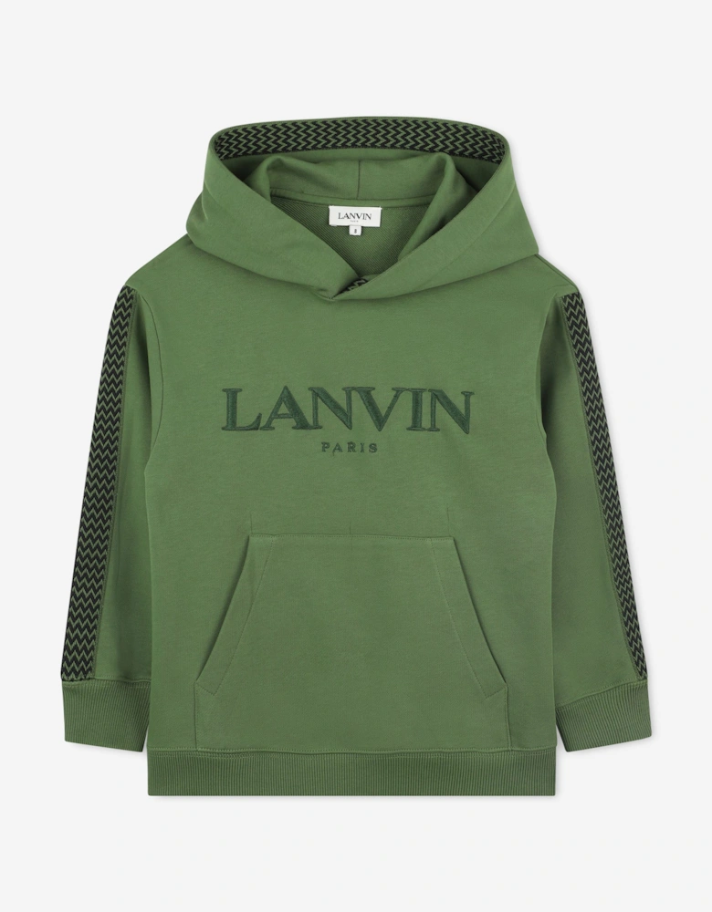 Boys Embroidered Logo Hoodie in Green