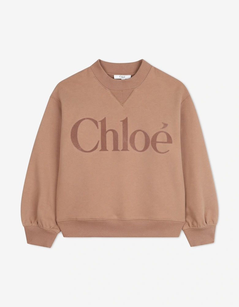 Girls Logo Sweatshirt in Brown