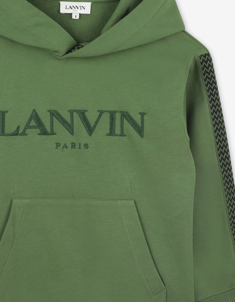 Boys Embroidered Logo Hoodie in Green