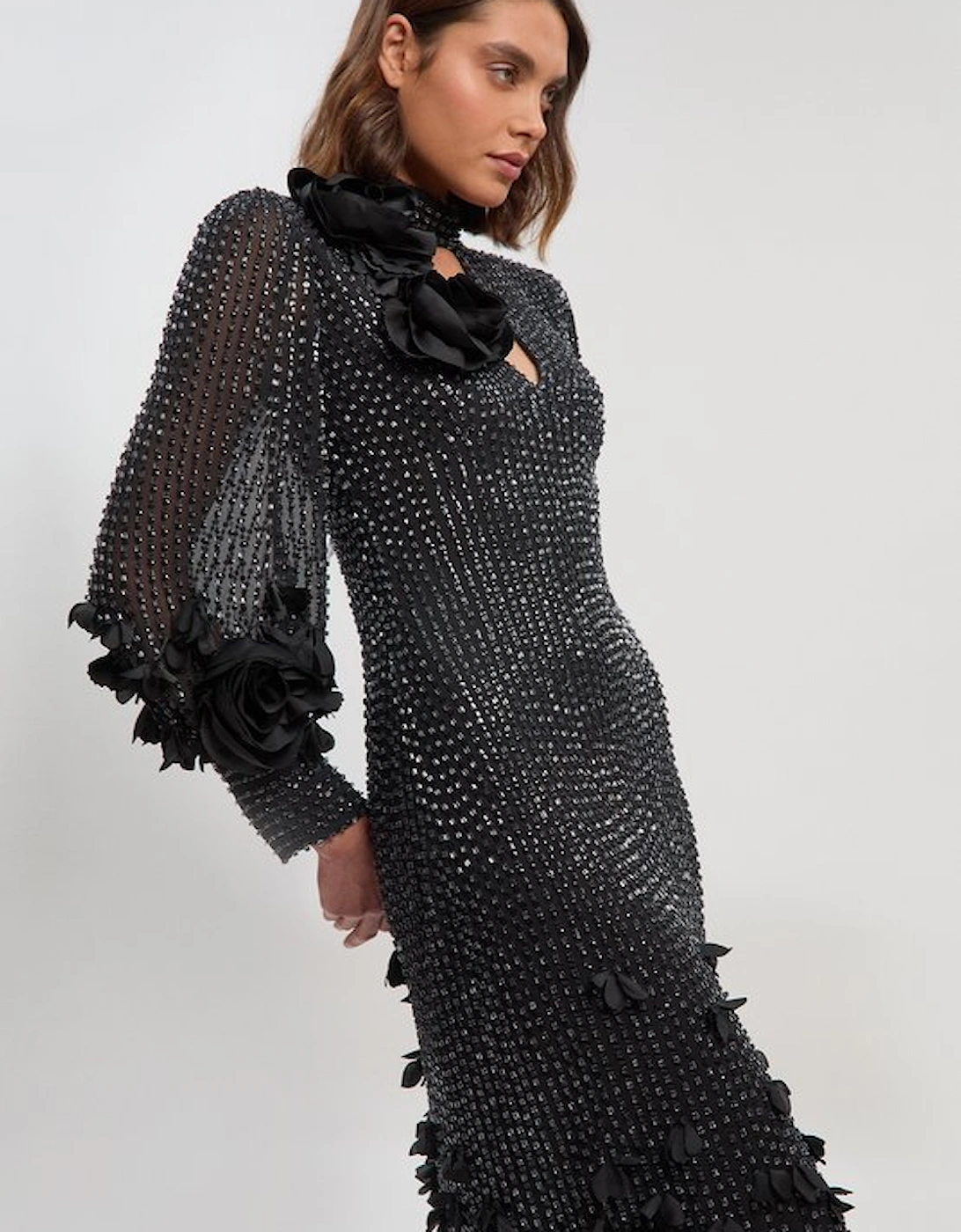 Crystal Applique Woven Maxi Dress, 4 of 3