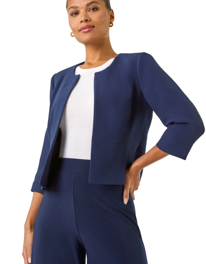 Cropped Bolero Tailored Jaquard Jacket Wedding Shrug Fitted Blazer