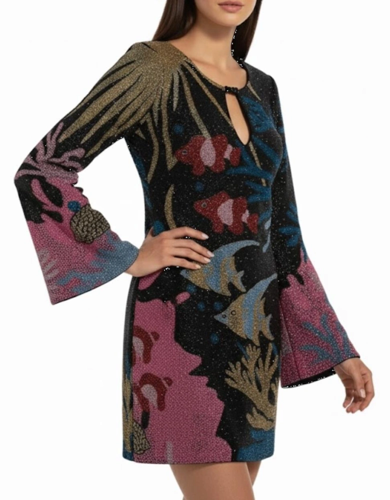 Palazzo Beaded Black Mini Dress