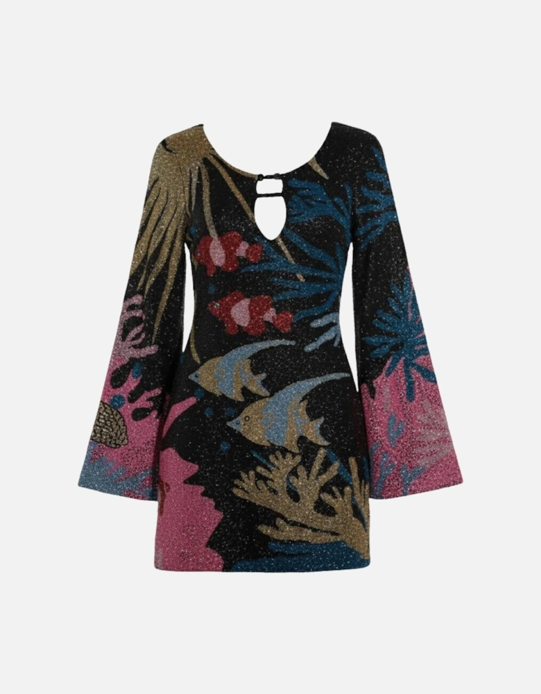 Palazzo Beaded Black Mini Dress