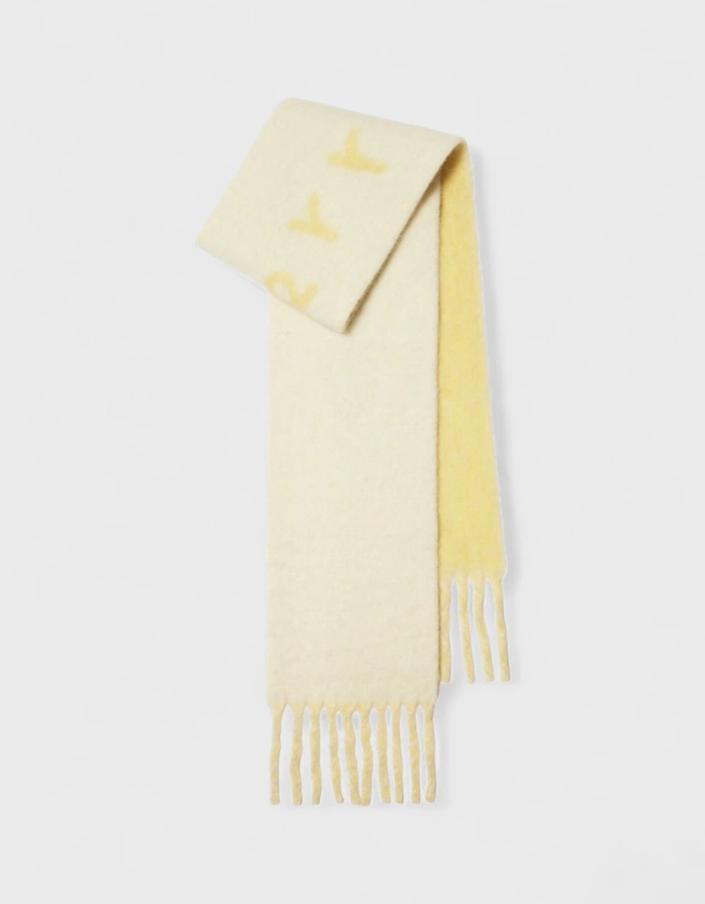 Logo Intarsia Reversible Scarf Alpaca Wool