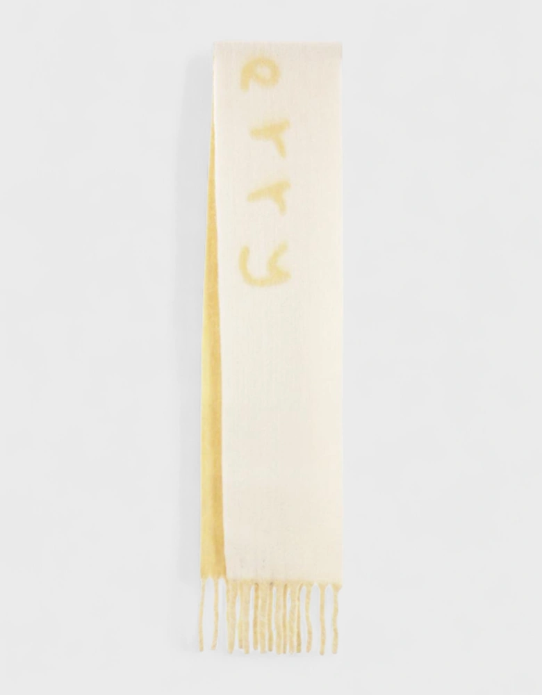 Logo Intarsia Reversible Scarf Alpaca Wool