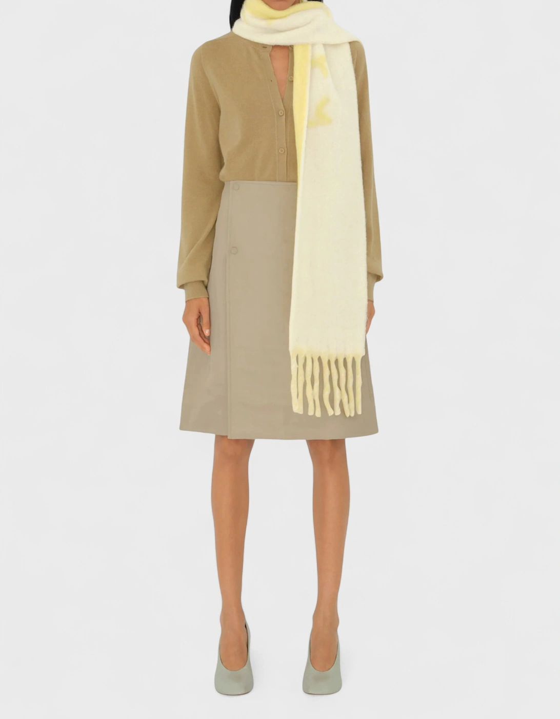 Logo Intarsia Reversible Scarf Alpaca Wool