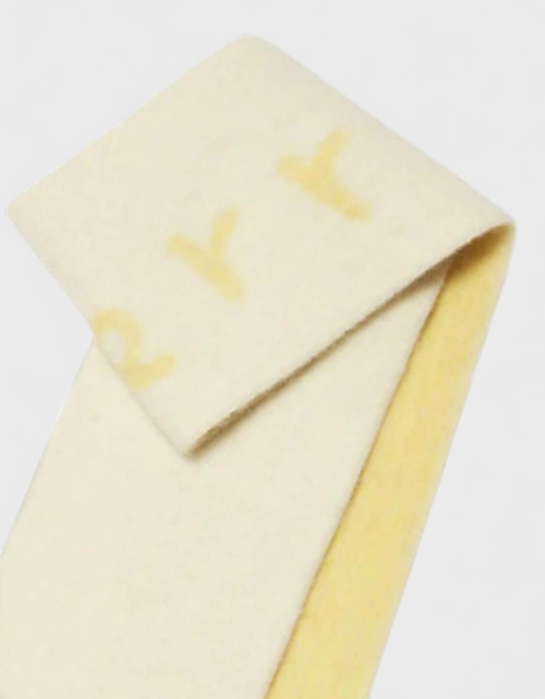 Logo Intarsia Reversible Scarf Alpaca Wool