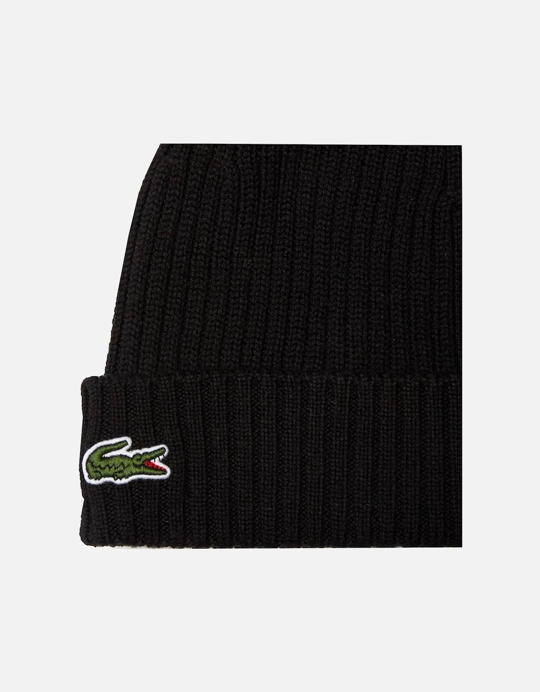 Rib-Knit Brushed Wool Beanie Black