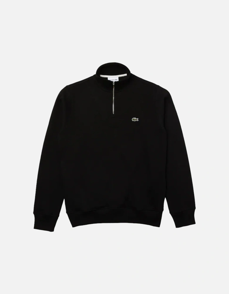 Zip-Up High Neck Interlock Sweatshirt Black