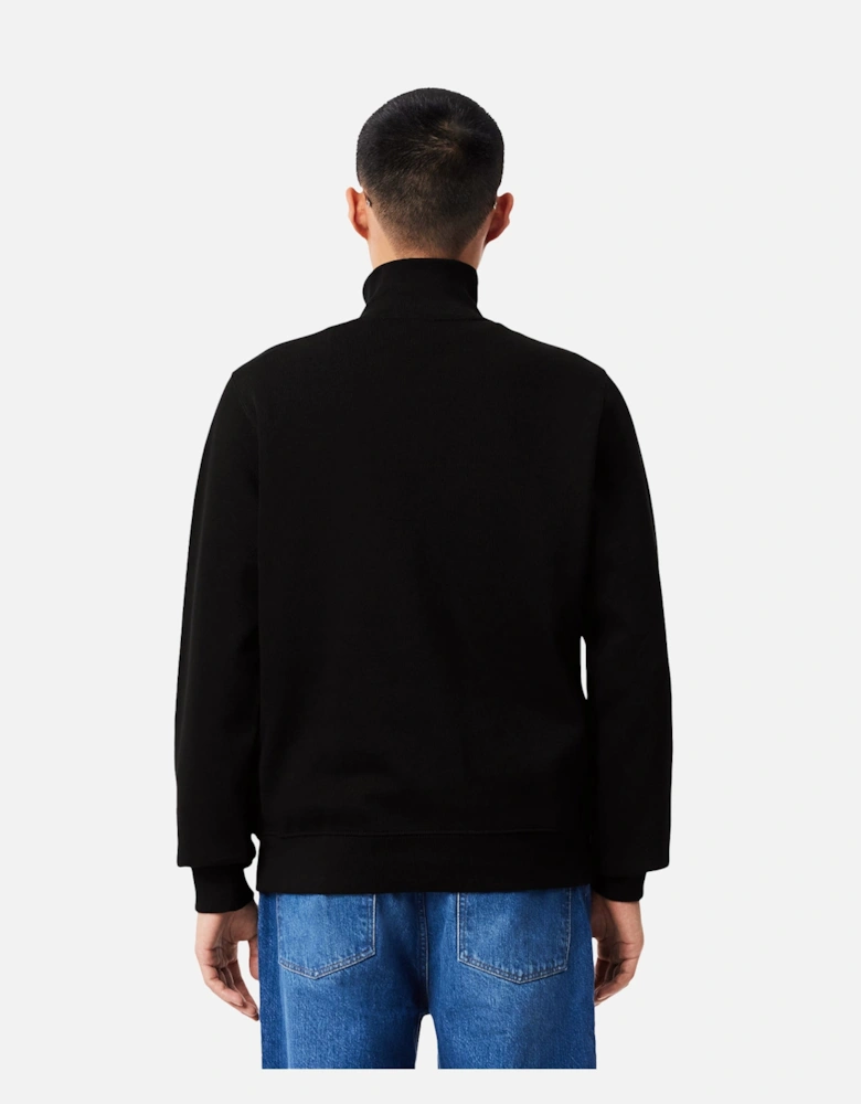 Zip-Up High Neck Interlock Sweatshirt Black