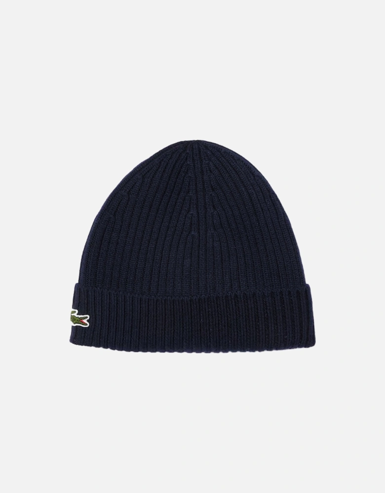 Rib-Knit Brushed Wool Beanie Navy