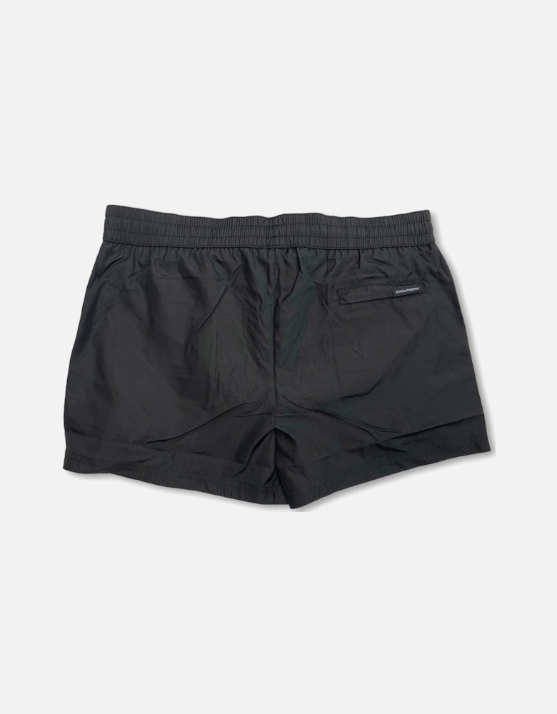 Men's Black Short Jacquard Swim Trunks