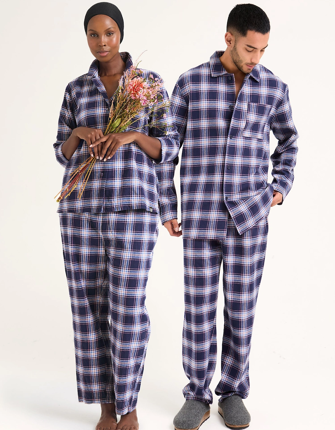 His and Hers Plaid Pyjama Sets in Midnight, 8 of 7