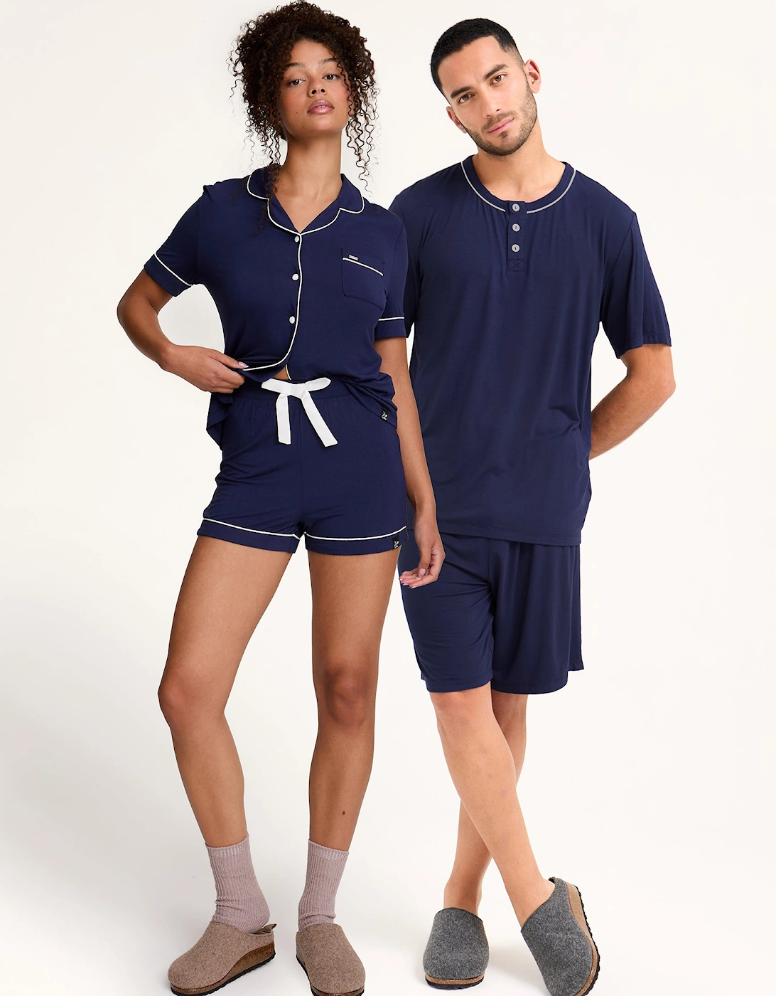 His and Hers Bamboo Short Pyjama Sets in Midnight, 8 of 7