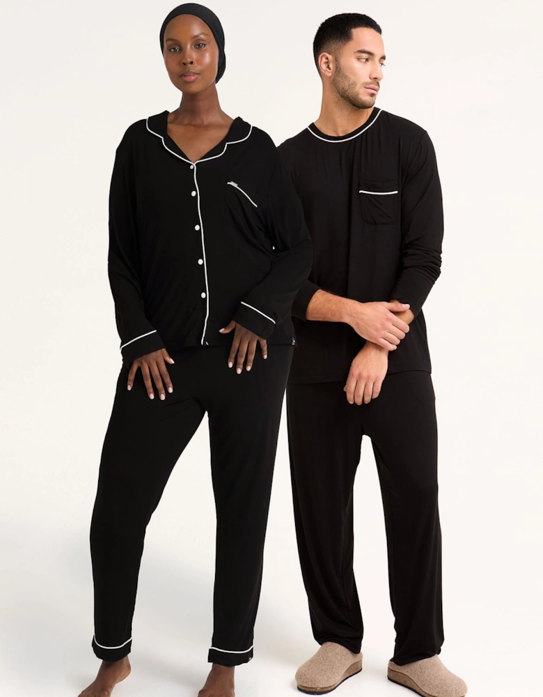 His and Hers Bamboo Pyjama Sets in Black
