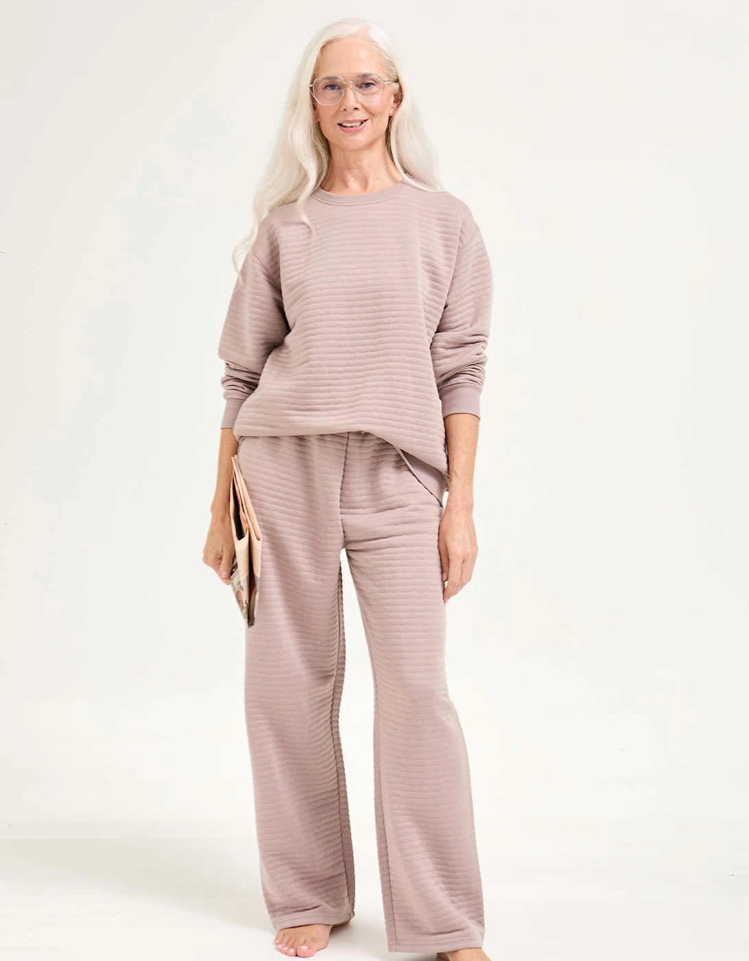 Quilted Jersey Lounge Set in Mink