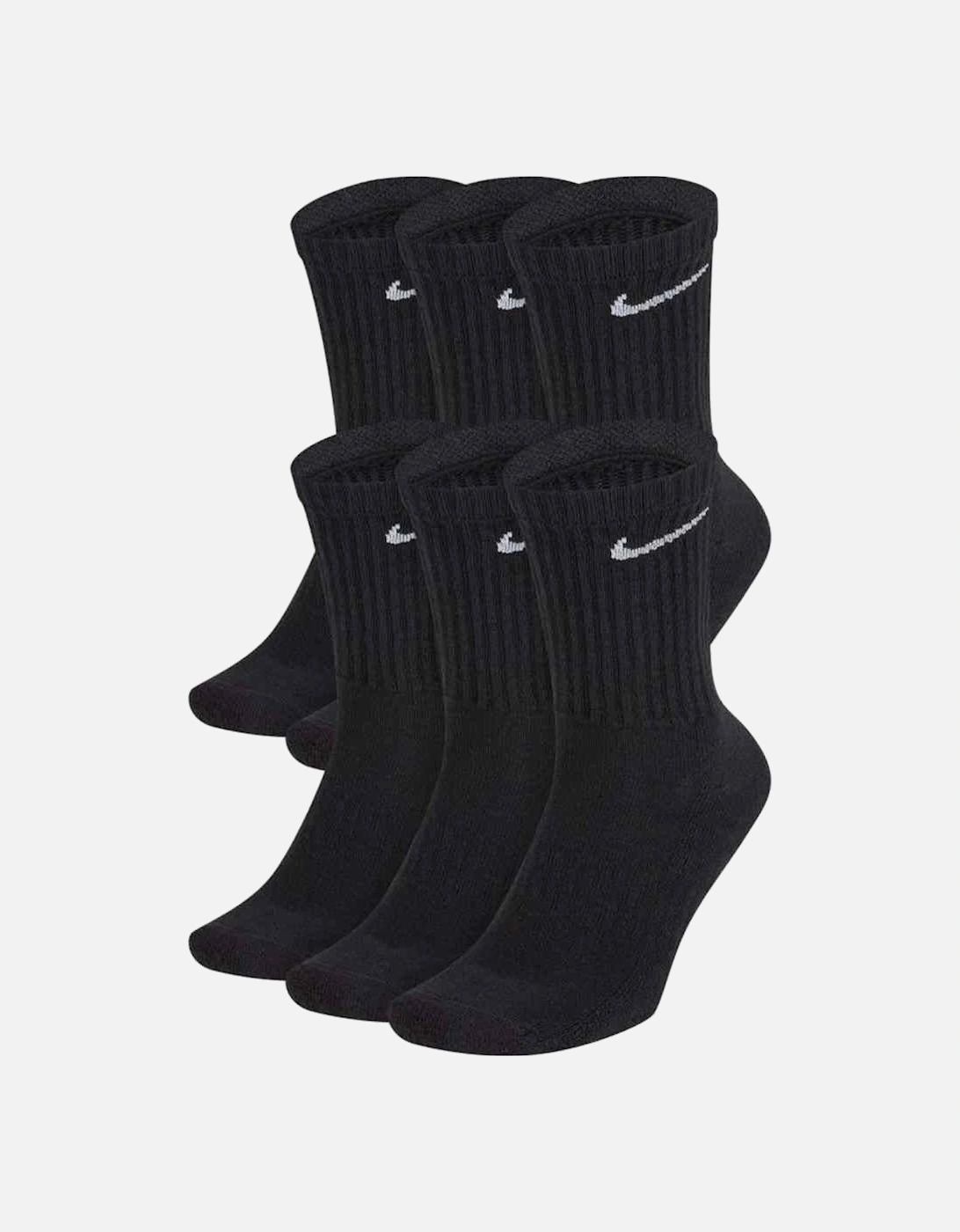 Everyday 6 Pack Cushioned Crew Socks Black, 3 of 2